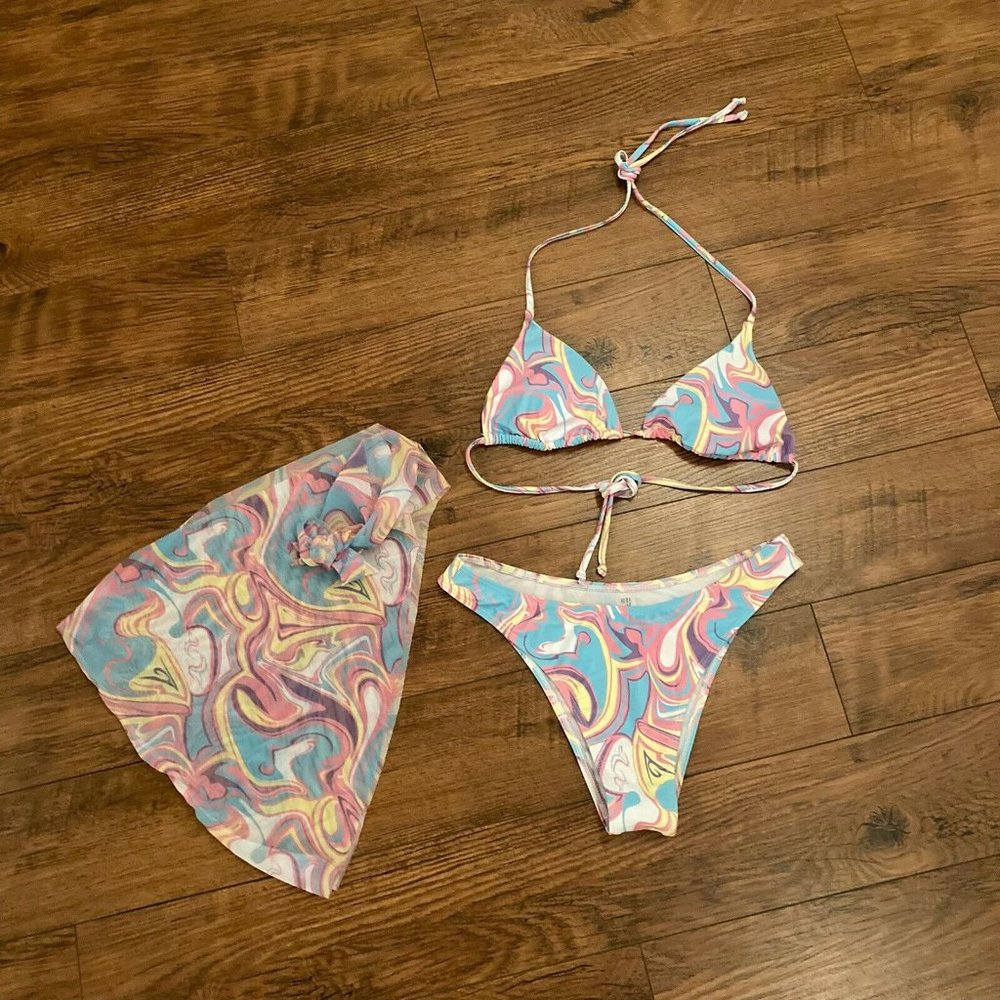 Shein Bikini Bathing Suit Women’s Size Medium NWOT Padded Swim Wear 3 Pieces